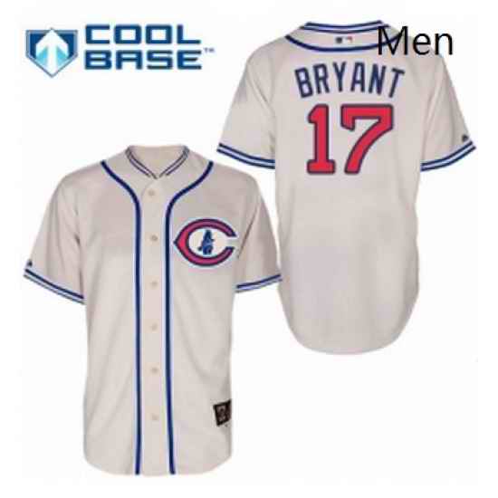 Mens Majestic Chicago Cubs 17 Kris Bryant Authentic Cream 1929 Turn Back The Clock MLB Jersey
